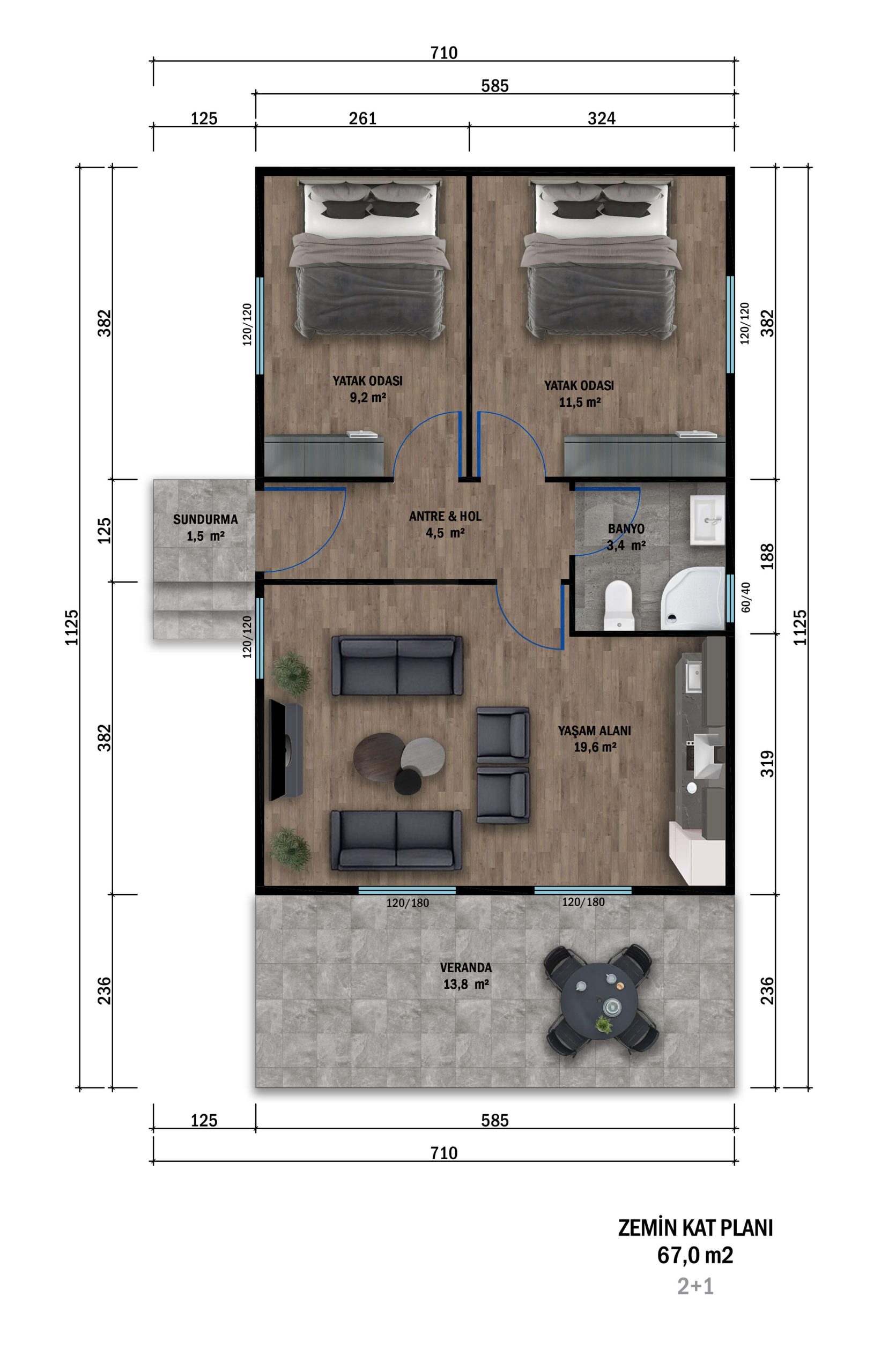 PT-6701 prefabrik villa kat planı