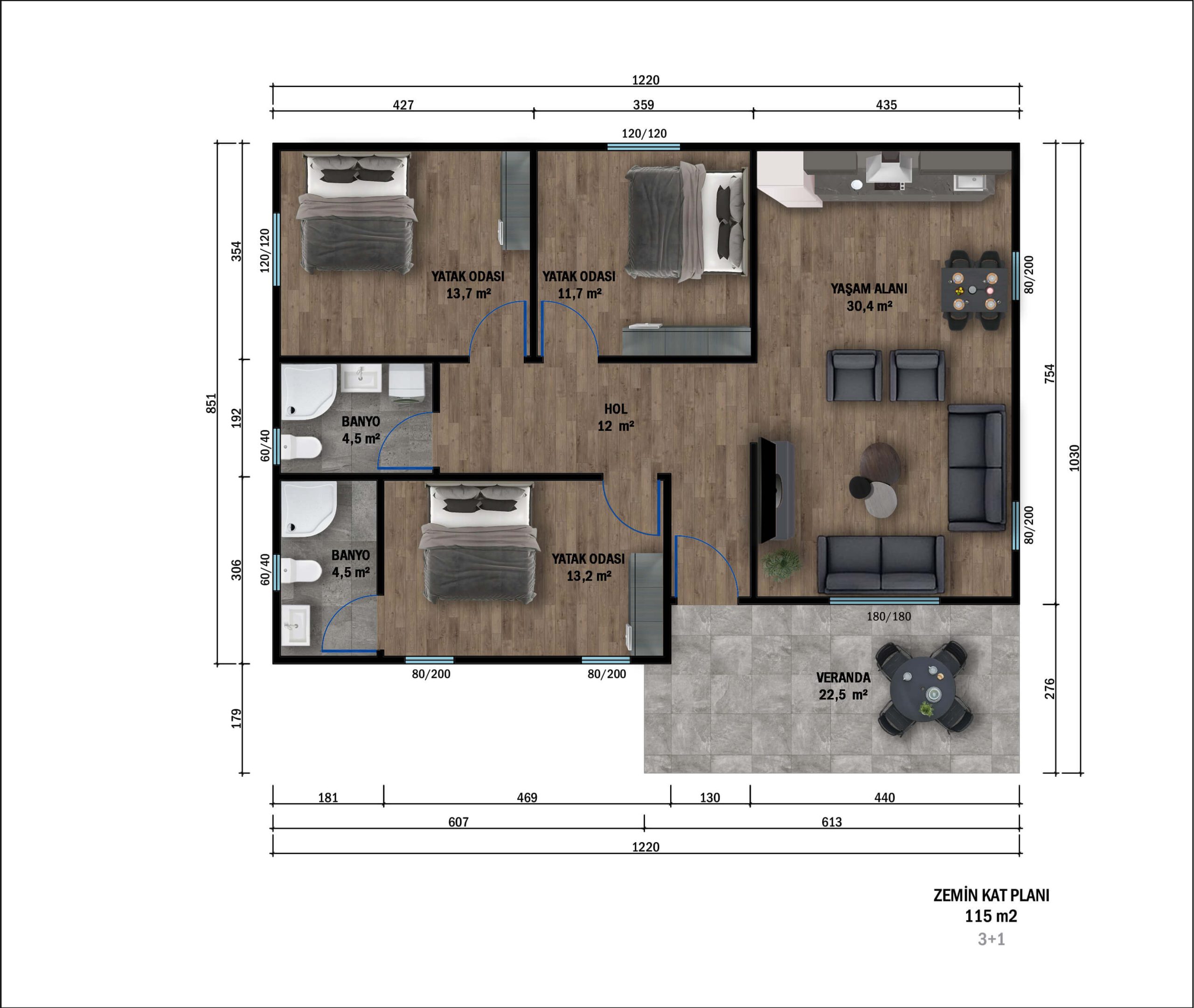 CK-1031 çelik ev kat planı
